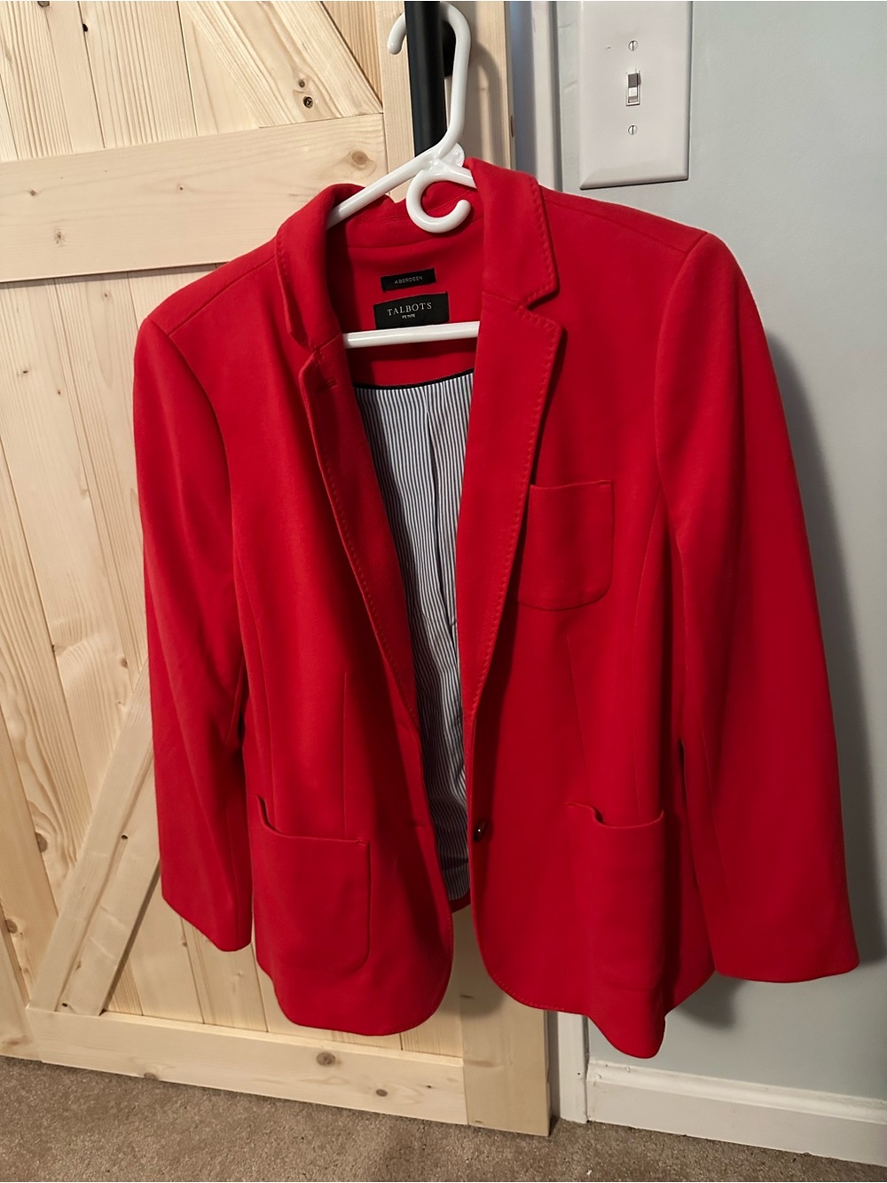 Talbots Aberdeen Red Cotton Notch-Lapel Blazer